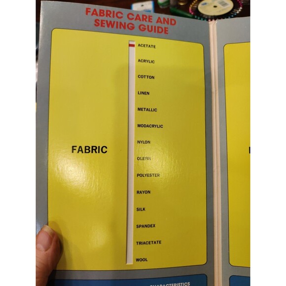 Vintage Fabric Care & Sewing Guide Pull Chart ~ 5x10" Great Shape Out Of Print - Picture 5 of 6